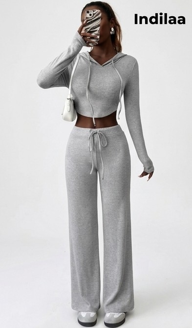 IND-022-ISM Ensemble Urban Crop Top Capuche & Pantalon Large