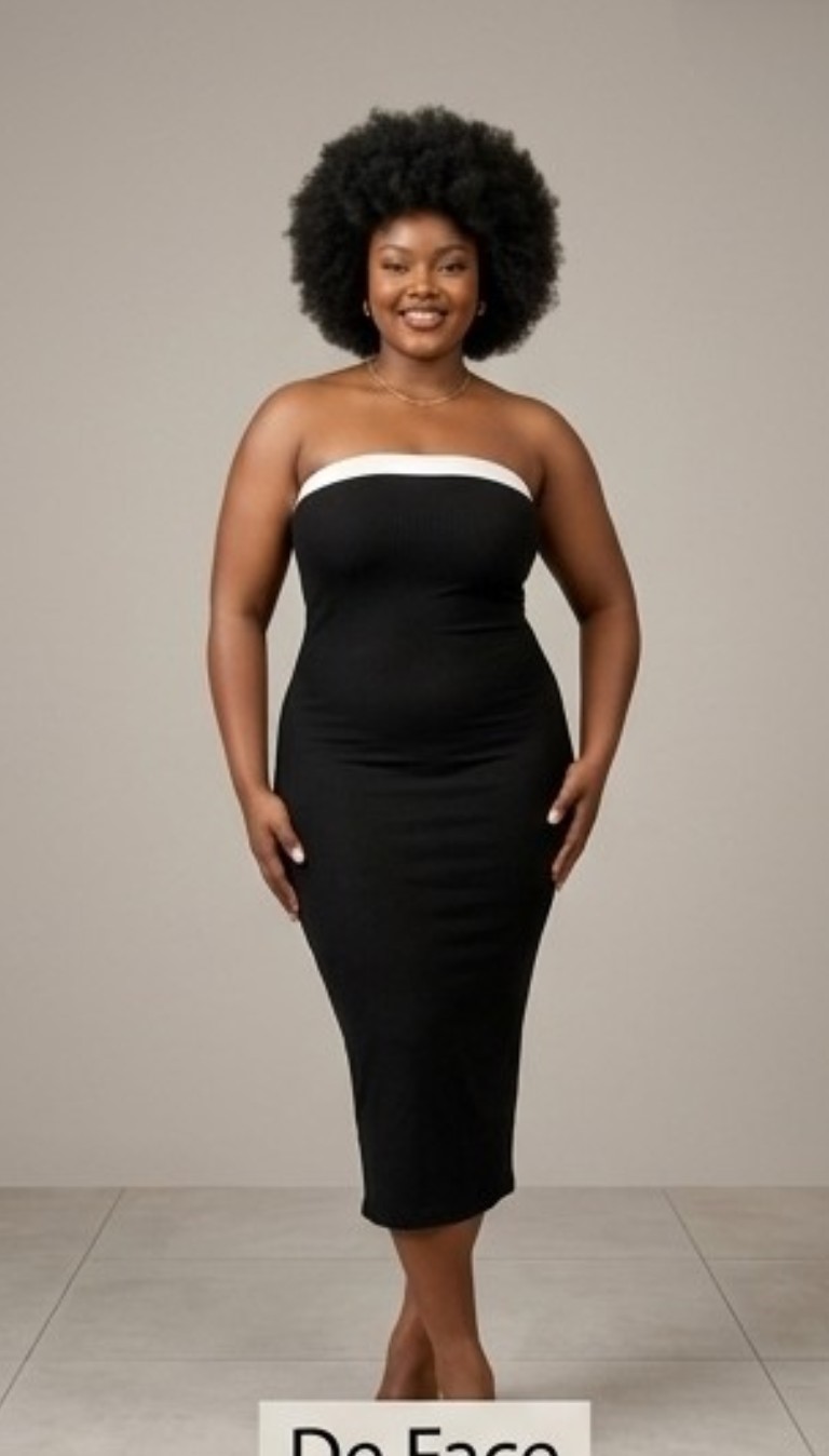 IND-034-ISM Robe Fourreau Bustier Noir & Blanc