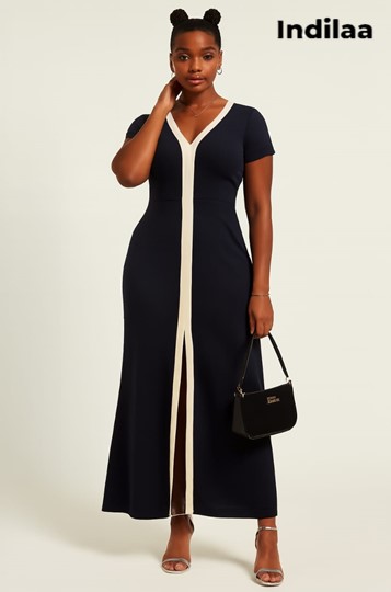 IND-071-ISM Robe Longue Bicolore Galbante
