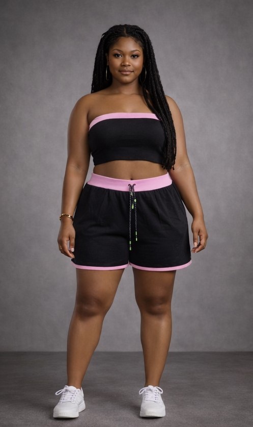 IND-064-ISM Ensemble Nuit Bustier Coquin & Shorty Galbant