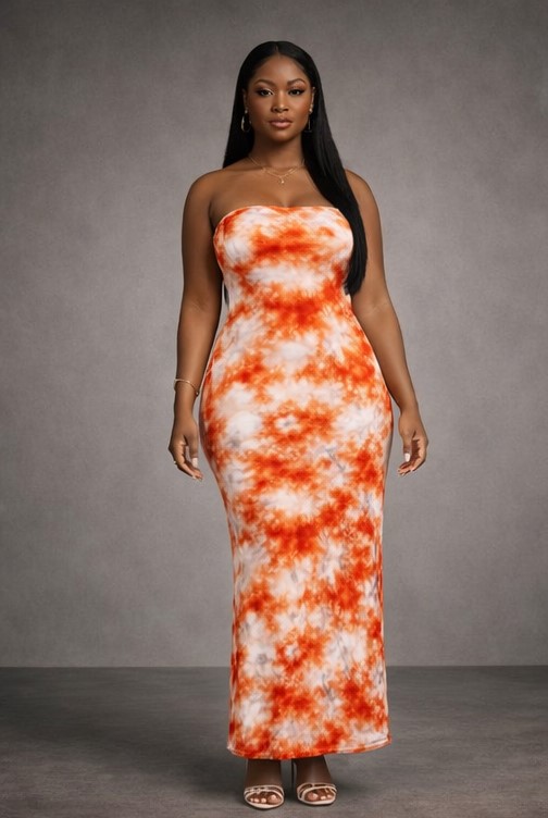 IND-046-ISM Robe Éclat Solaire Maxi Bustier