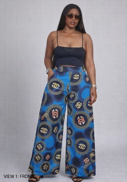 IND-O13-KAD Pantalon Large à Motifs Dorés