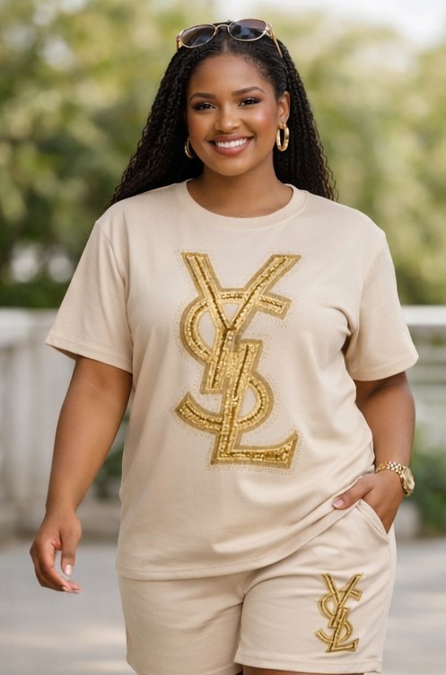 IND-007-KAD Ensemble Chilling T-shirt & Short Beige Doré