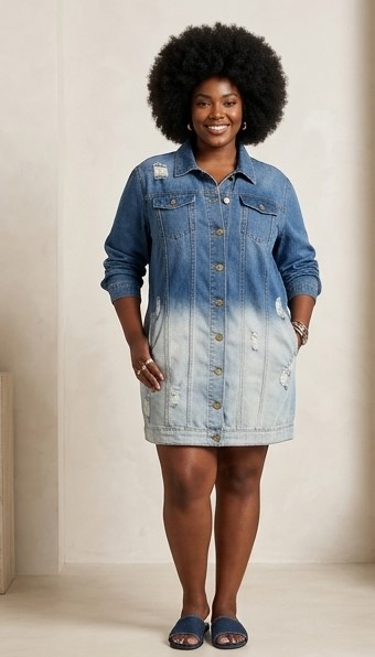 IND-002-ICF Robe-Chemise Jean Dégradé