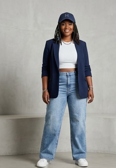 IND-006-ICF Jean Taille Haute & Coupe Droite Élégante