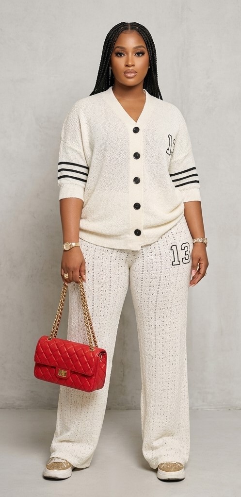 IND-043-FAB Ensemble Cardigan Confort & Pantalon Fluide