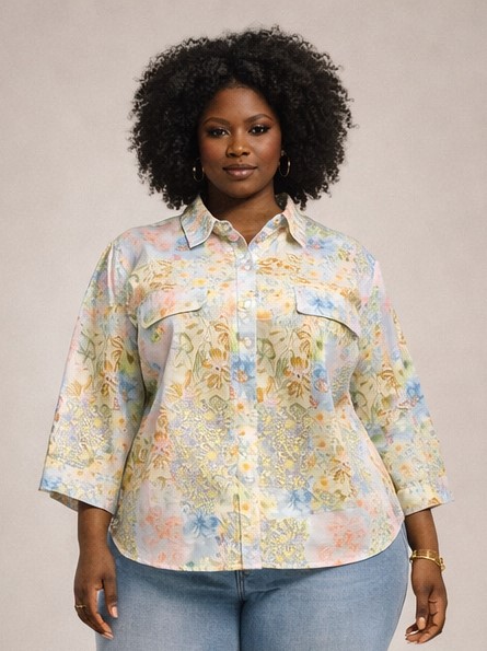 Chemise Douceur Fleurie Oversize & Boutonnée