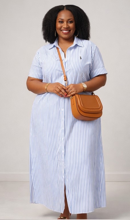 Robe-Chemise Longue à Rayures