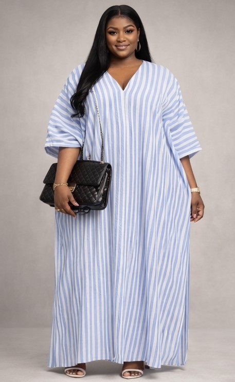 Boubou-Maxi Longue Ample à Rayures