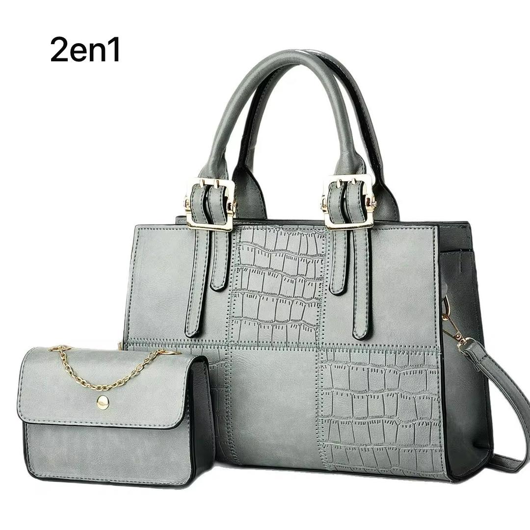 Sac Chic 2 en 1 Effet Croco Nude & Sa Pochette Chaînette