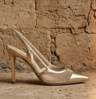 Escarpin Slingback Doré Prestige & Résille