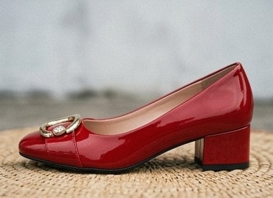 Talons Carrés Rouge Miroir